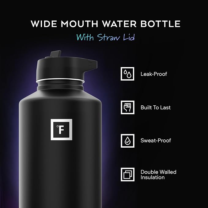 IRON °FLASK Camping & Hiking Hydration Flask - 64 oz Blue Waves - Image 2