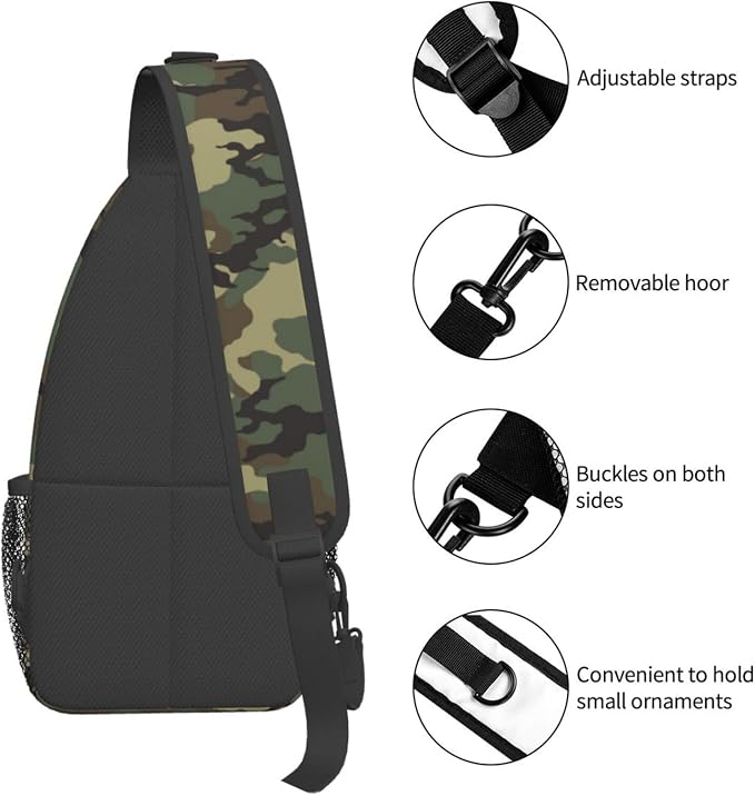 Camo Crossbody Sling Bags for Men Classic Green Brown Black Colors Camouflage - Image 4