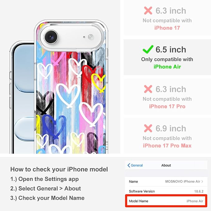 MOSNOVO for iPhone Air Case, Shockproof Military-Grade Protection 6.6ft Drop - Image 2