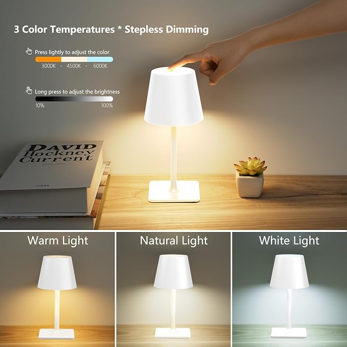 Yogaret White Cordless Table Lamp Set of 2 - Image 6