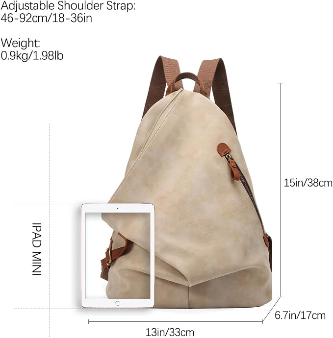 KL928 PU Leather Vintage Backpack – Large Casual Daypack Outdoor Travel - Image 2