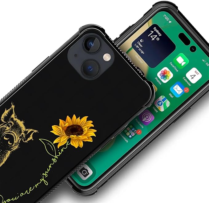 for iPhone 13 Mini Case, Pig Sunflower Yellow Sunshine Pattern Made of Soft - Image 3