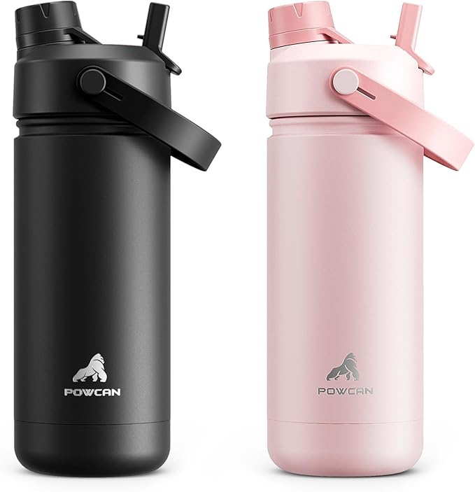 POWCAN 2 Pack 18 oz Kids Insulated Water Bottle by POWCAN