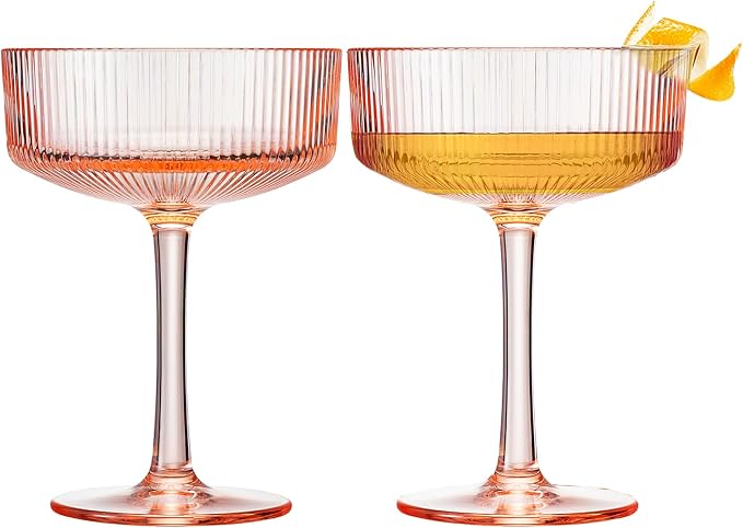 Khen Shatterproof Acrylic Ribbed Vintage Art Deco Martini, Champagne & Cocktail - Image 7
