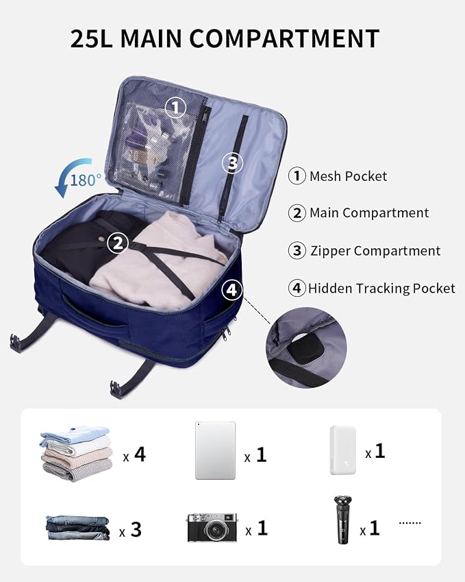 ECOHUB 17" Small Travel Backpack, United Airlines Personal Item Bag 17x10x9 - Image 3