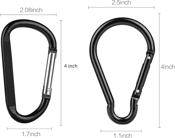 Carabiner Caribeaner Clip, Extra Large 4" Aluminum Carabeaner Keychain Hook - Image 5