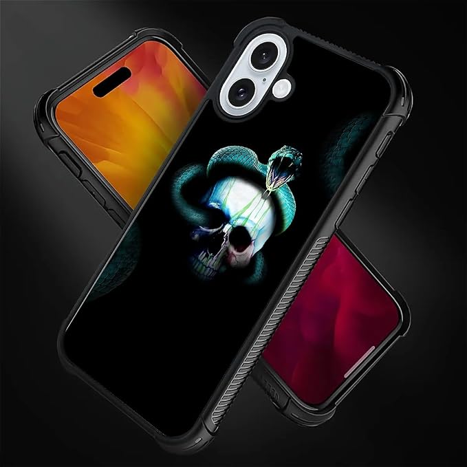 for iPhone 16 Plus Case, Skeleton Winding Snake Pattern Graphic Design Girl Boy - Image 2