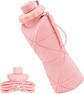 Collapsible Travel Water Bottle 20oz, Foldable Silicone Lightweight Reusable by Denavio
