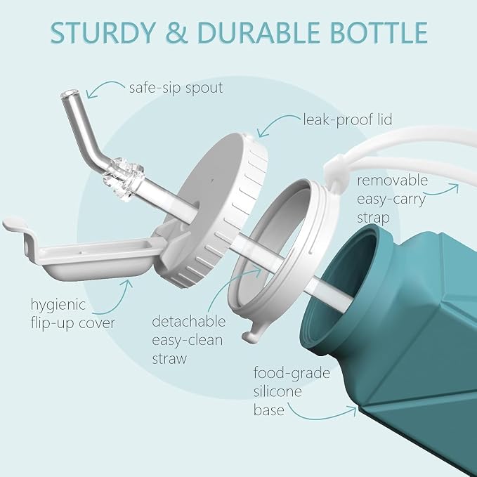 BEAUTAIL Collapsible Water Bottles 20.6oz 2 Pack, Silicone Foldable Portable - Image 4