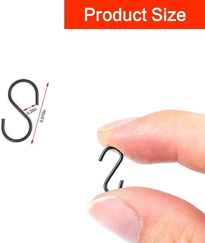 50pcs 1 Inch Black Iron Mini S Hooks Multipurpose Hangers - Image 3