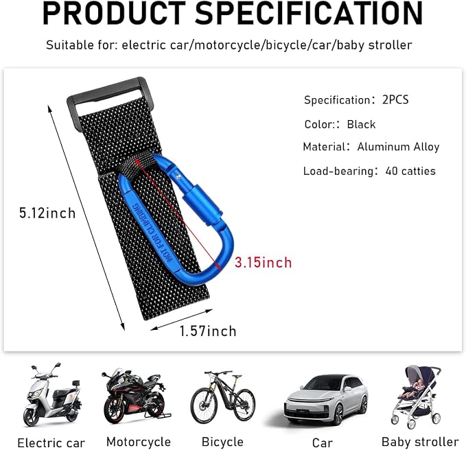 KVAEY 2 Pack Multipurpose Hook for Hanging Helmet, Durable Carabiners, Roll Bar - Image 2