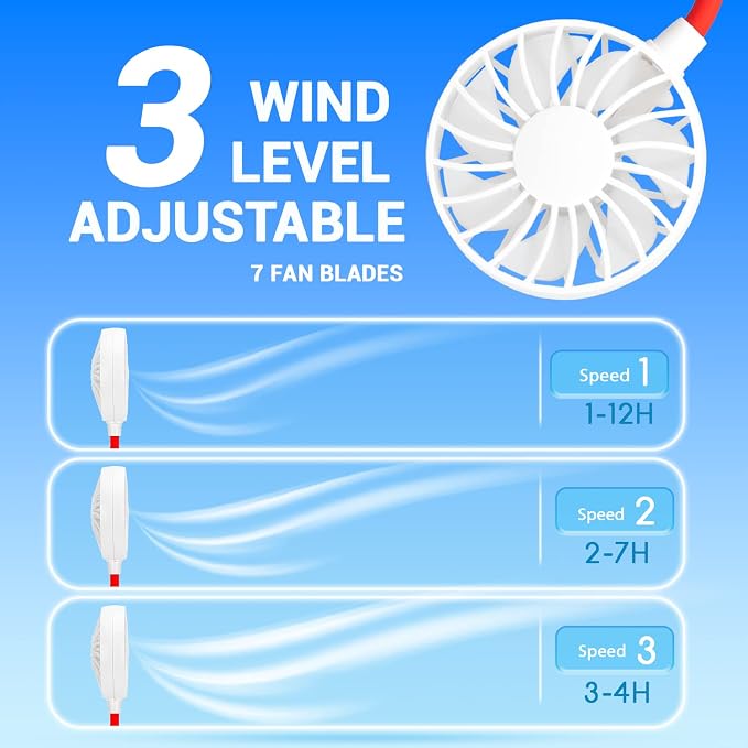 Portable Neck Fan Rechargeable Personal Hand-Free Fan Mini USB Wearable - Image 3