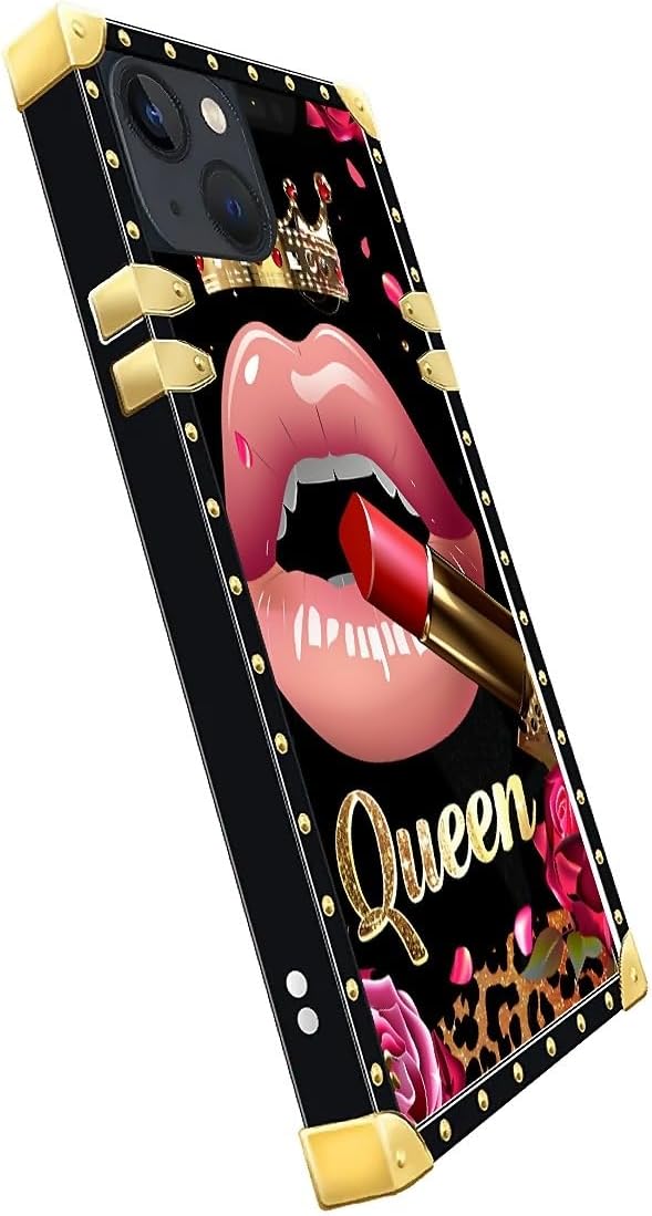 Compatible with iPhone 14 Case, Glitter Red Rose Queen Leopard Lipstick Luxury - Image 4