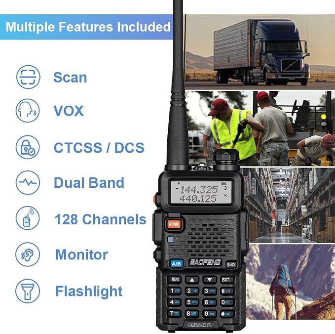 2 Pack BAOFENG UV-5R 8 Watt Ham Radio Handheld Long Range Two Way Radio - Image 3