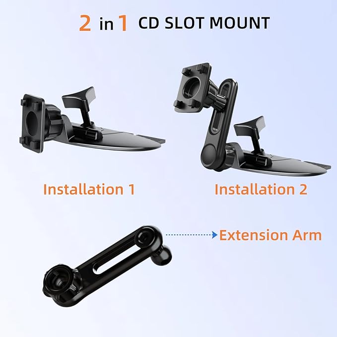 Extended CD Slot Mount for CarPlay Screen Adjustable Arm and 360° Rotating - Image 6