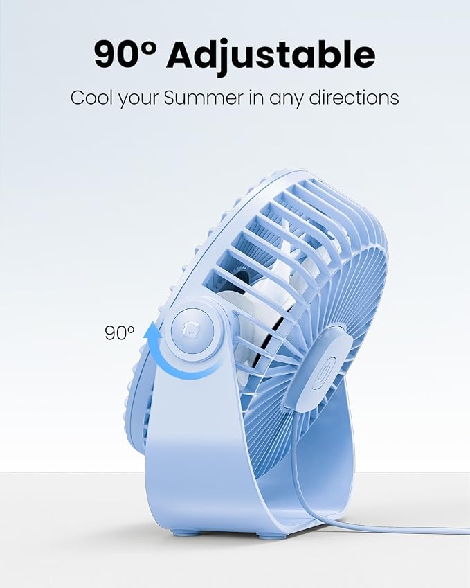 Gaiatop USB Desk Fan, 3 Speeds Strong Airflow, 5.5 Inch Portable 90° Rotate - Image 5