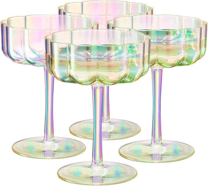 Khen Shatterproof Acrylic Flower Wavy Vintage Art Deco Martini, Champagne & by Khen