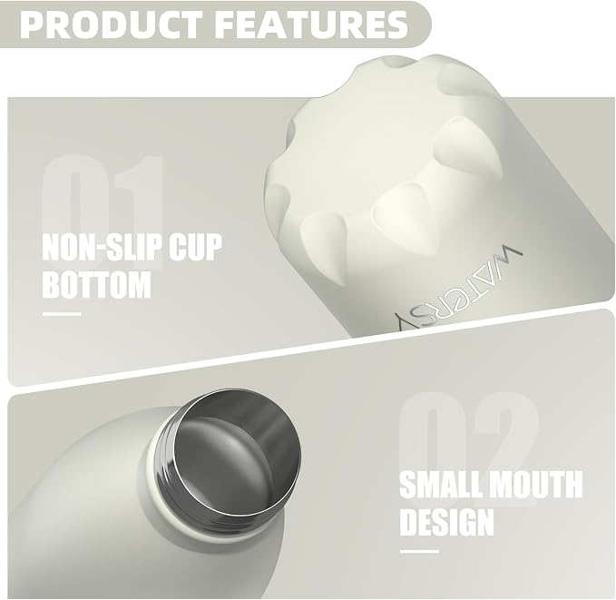 WATERSY Stainless Steel water bottles, 17oz/500ml Insulated Water Bottles - Image 5