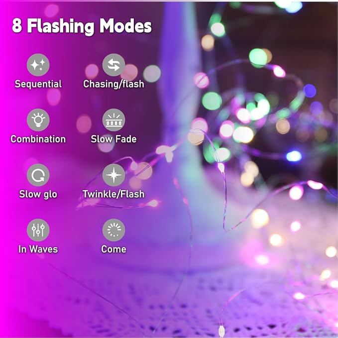 HXWEIYE Rechargeable Fairy Lights Battery Operated, DIY Timer & 8 Modes - Image 8