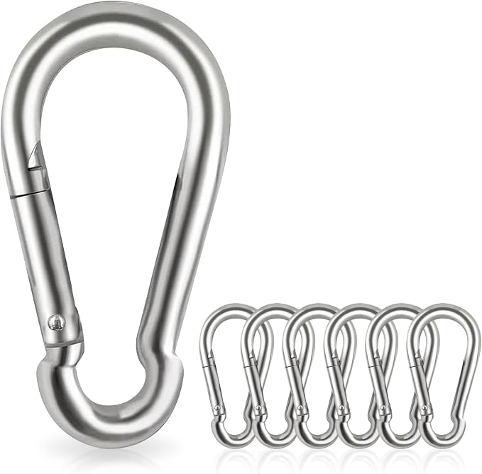 Locking Carabiner Clips, Stainless Steel Spring Snap Hook Locking Carabiner by Acquwistach