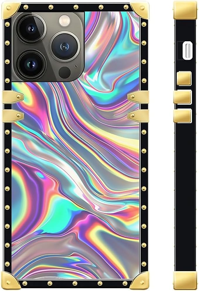 Compatible with iPhone 15 Pro Case, Holographic Abstract Iridescent Textures - Image 3
