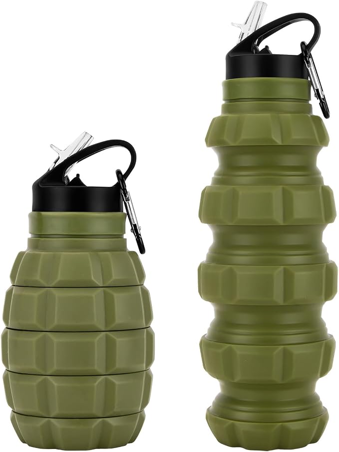 Collapsible Travel Water Bottle 19.6 oz, Reuseable Silicone Foldable Water by PenghaiYunfei