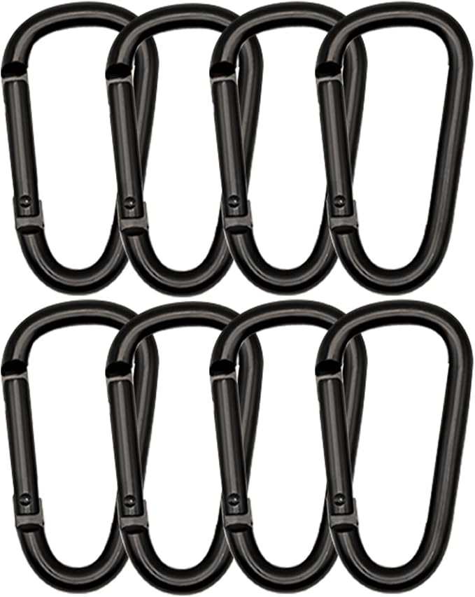 Black Carabiner Clip, Includes Mini 2 Inch Carbineers, Small 2.3" D Ring Clip by Unknown