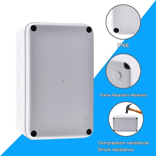 NineLeaf IP66 Waterproof Junction Box Outdoor, 7 1/8" x 4 1/2" x 4" White - Image 5