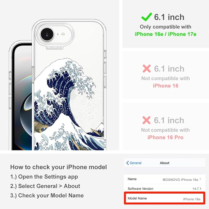 MOSNOVO for iPhone 17e Case/iPhone 16e Case, Shockproof Military-Grade - Image 2