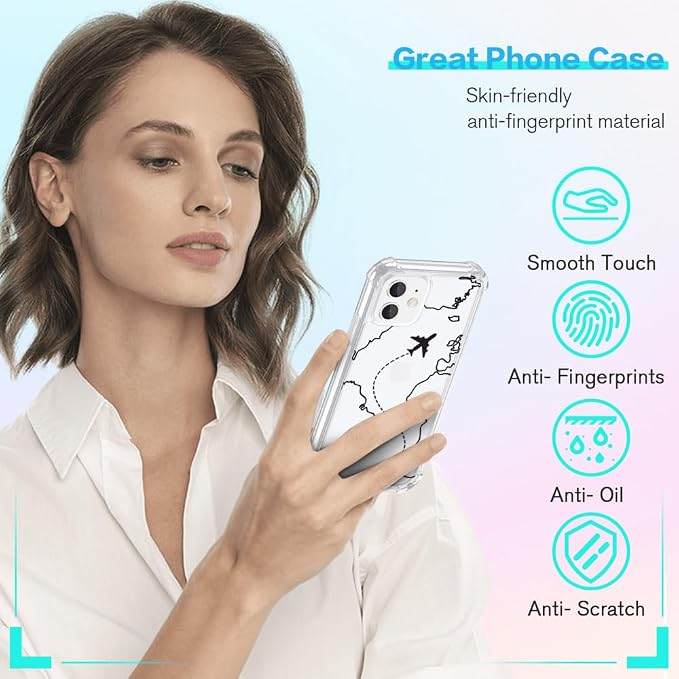 FANXI Minimalist Airplane Travel Map Phone Case Compatible - Image 4