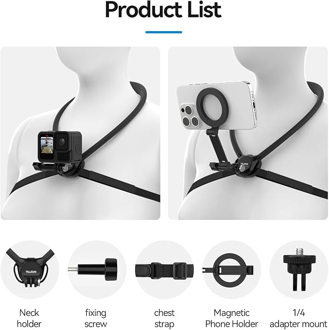 TELESIN Neck Mount Se 2.0 Combo Set, Magnetic Phone Holder - Image 8