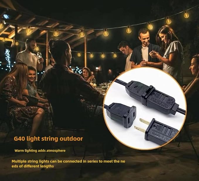 Outdoor String Light 50FT Patio Black - Image 6