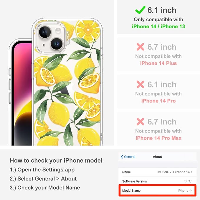 MOSNOVO for iPhone 13/14 Case | Military Grade 6.6ft Drop Tested | Clear - Image 2