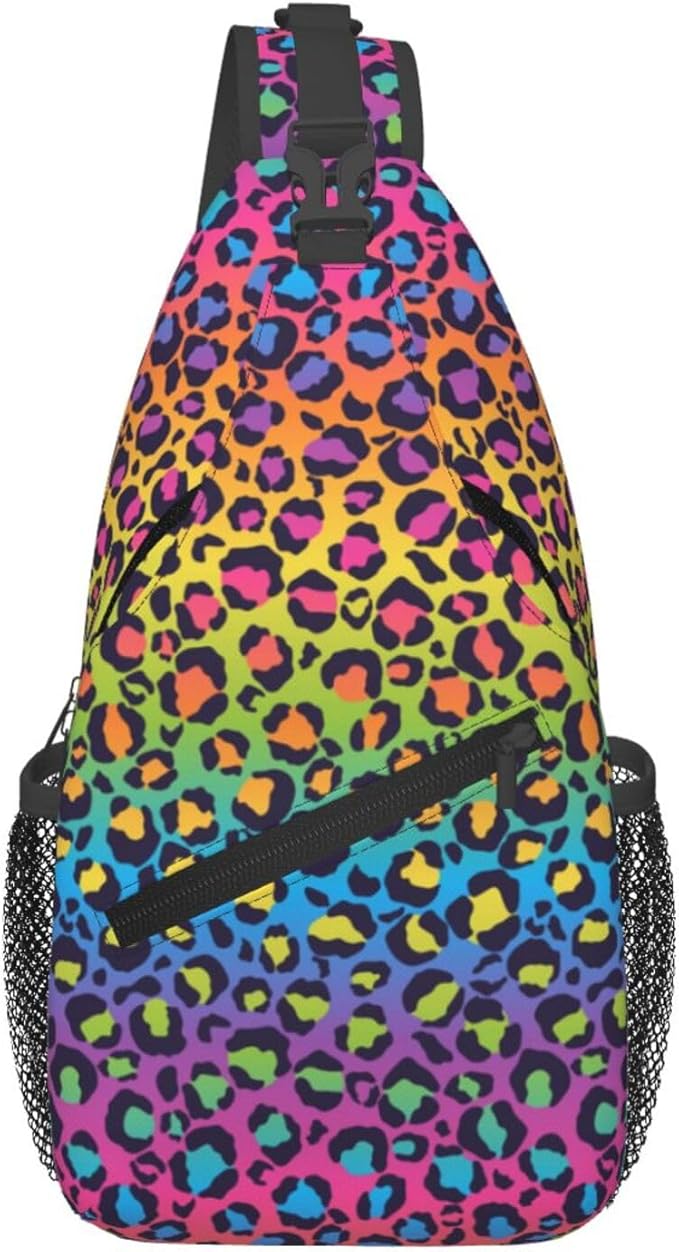 Rainbow Leopard Print Crossbody Sling Bags by Unknown