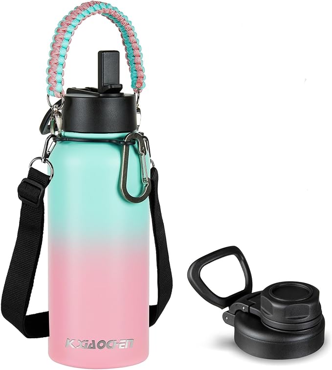 KXIAOCHEN Insulated Water Bottle, Stainless Steel Water Bottle, 2 Lids - Image 9