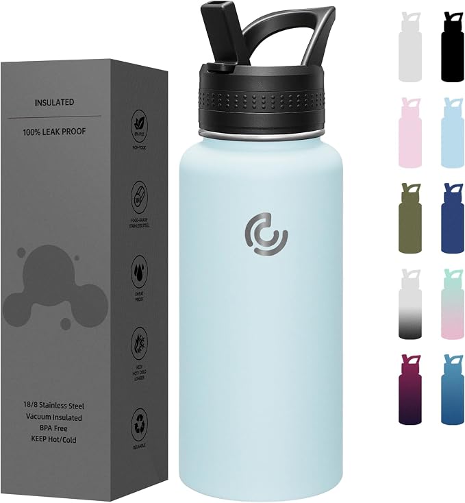COKTIK 32oz Sports Water Bottle, Stainless Steel Water Bottle by coktik