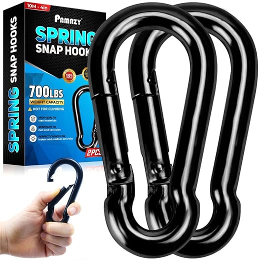 PAMAZY 2Pcs 4In Spring Snap Hooks 700LBS Capacity, Carabiner Clip, Heavy Duty by Pamazy