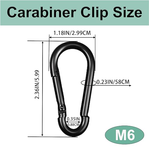 Black Carabiner, Heavy Duty Galvanized Steel Spring Snap Hook Carabiner Clips - Image 2