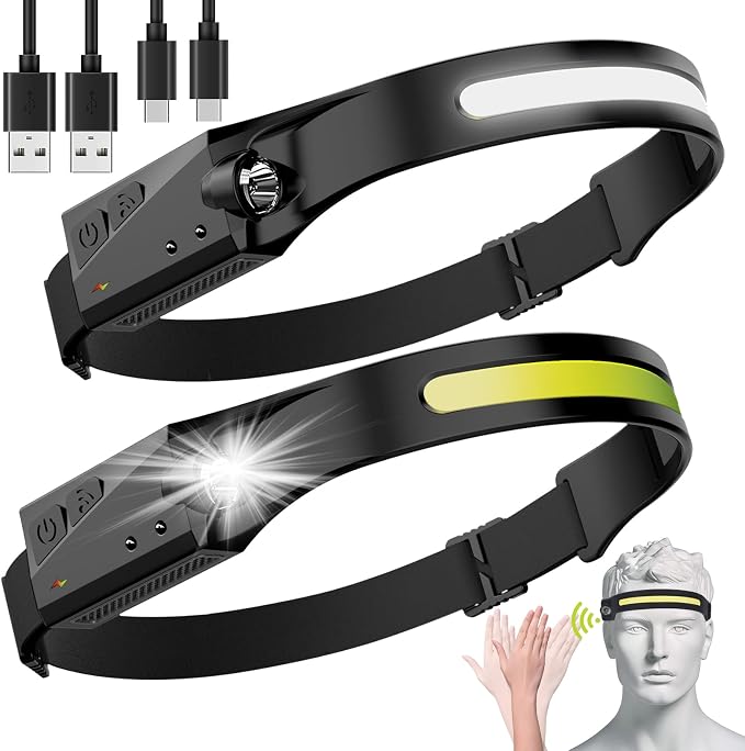 LED Headlamp, 2 Pack Rechargeable Flashlight by Avlxt