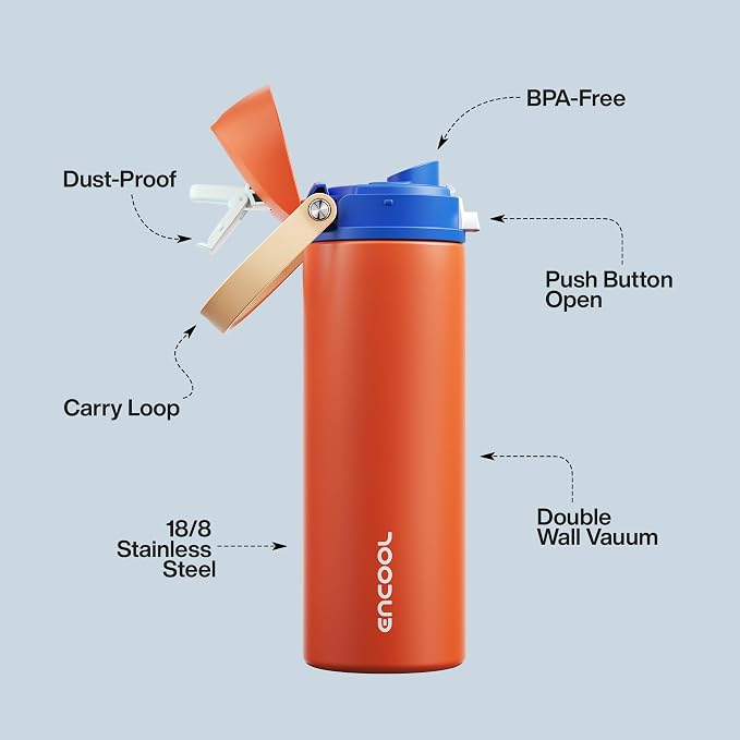 Insulated Water Bottle with Straw - Image 4