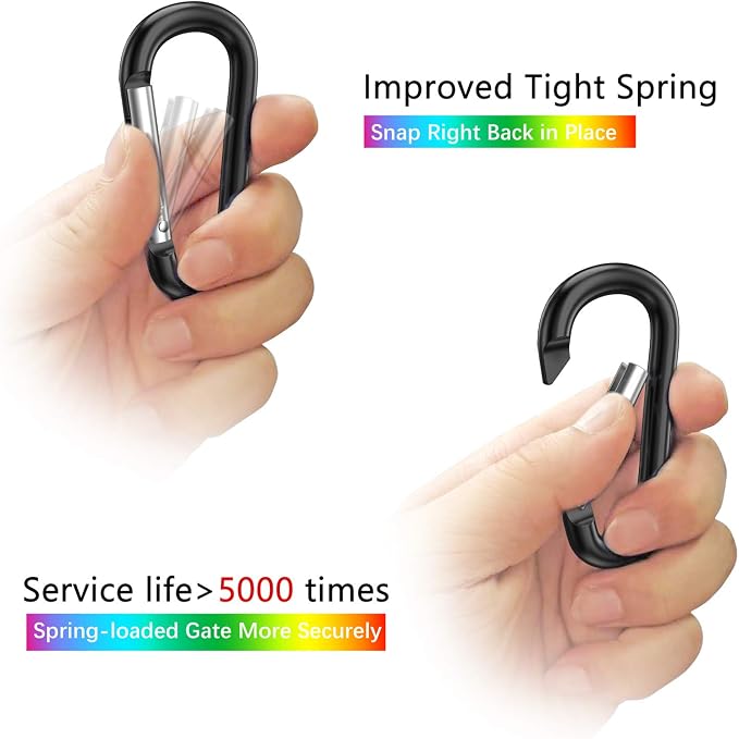sprookber 3" Aluminum Carabiner D Ring, Caribeener Clips, Spring Snap Hook - Image 3