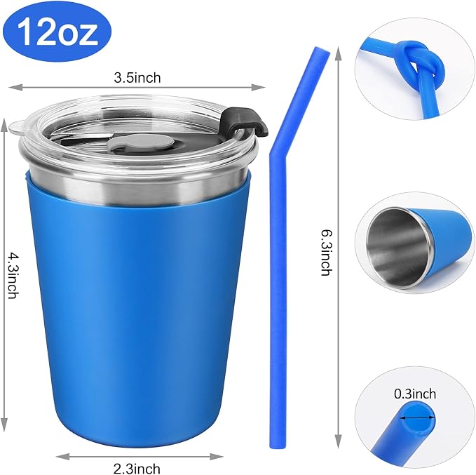 Kids Cups with Straws and Lids Leak Proof, 6 Pack 12oz Sippy Cup - Image 2