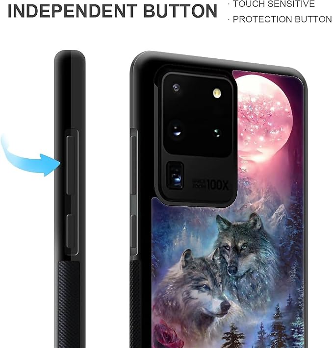 for Samsung Galaxy S20 Ultra Case, Star Two Wolfs Howling Pattern Graphic - Image 4