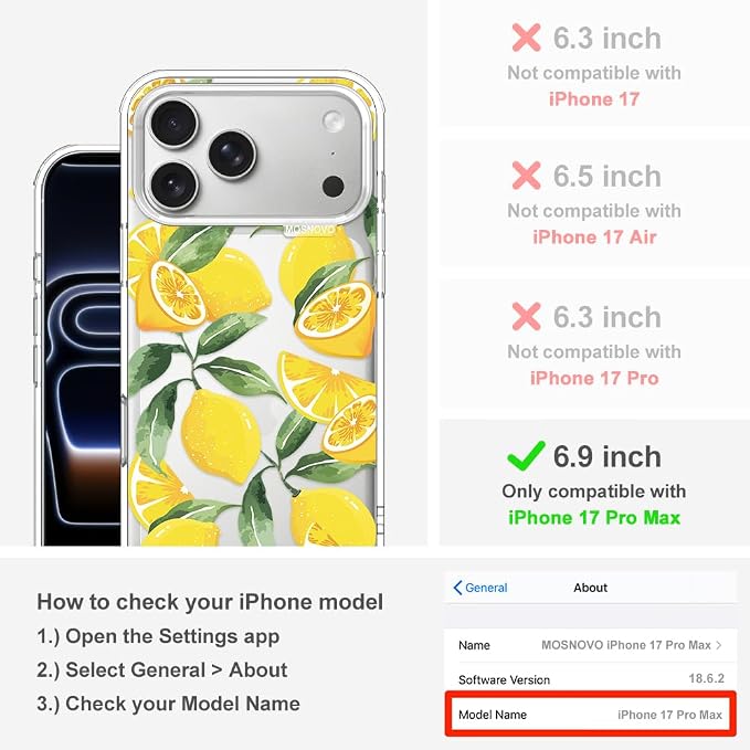 MOSNOVO for iPhone 17 Pro Max Case | Military Grade 6.6ft Drop Tested | Camera - Image 2