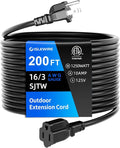200 FT Outdoor Extension Cord Waterproof, 3-Prong Power Cord, 16 AWG SJTW by ISLEWIRE