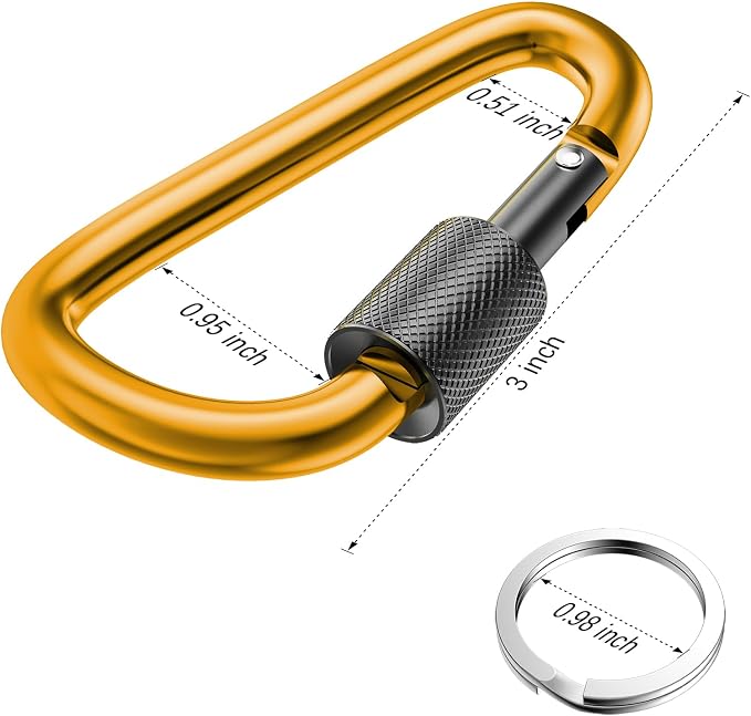 sprookber 3" Locking Carabiners | Keychain Carbineers D Ring Key Clip Spring - Image 2