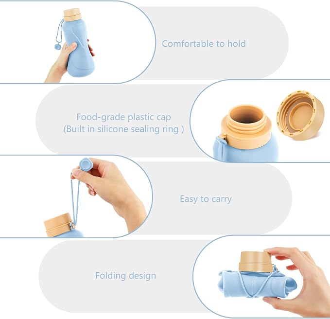 Collapsible Water Bottles, Leak Proof, Reuseable BPA Free Silicone Foldable - Image 3