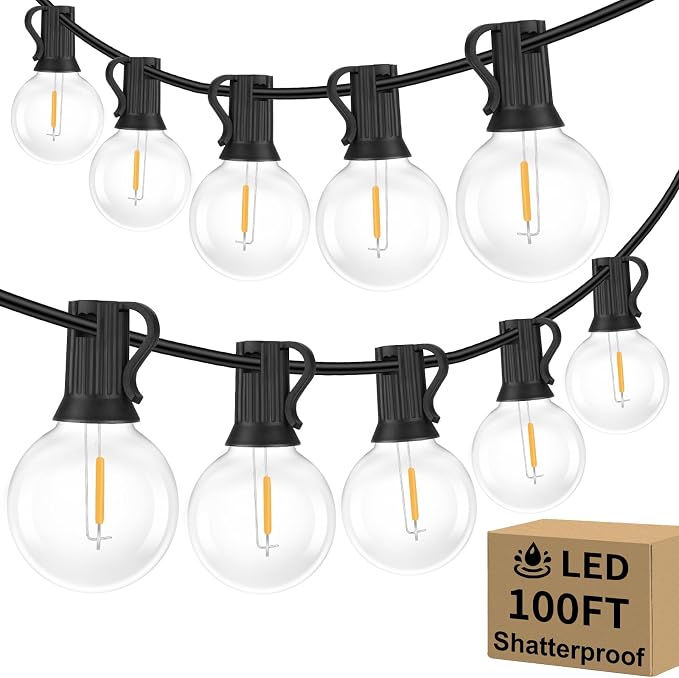 Bosceos 100FT 104 Bulbs G40 LED Globe String Lights, Dimmable Waterproof by BestChoiceforYourLife