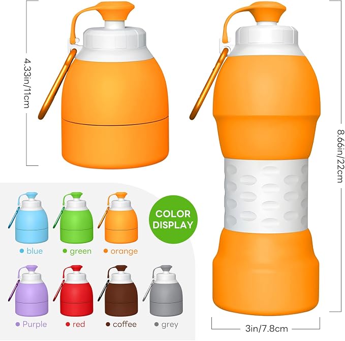 Collapsible Lightweight 20oz Water Bottle, Food-Grade Silicone BPA Free - Image 7