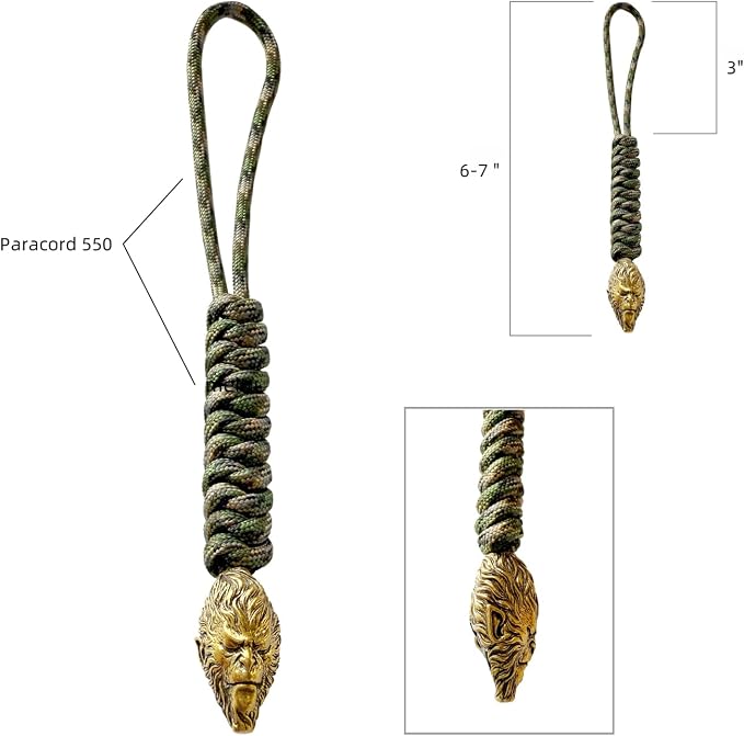 Handmade Lanyards with Brass Beads – Paracord 550 Survival Gear Leash - Image 4
